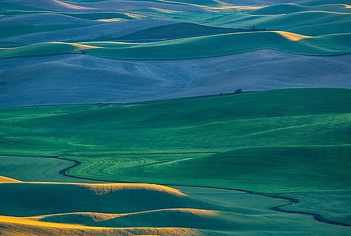USA-Washington State-Palouse and Steptoe Butte State Park view of Wheat fields last light Art Print